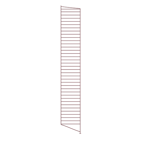 String System floor panel in dark red, a 200 by 30 cm steel side panel for the String shelving system