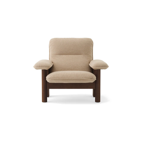 Audo Copenhagen Brasilia Lounge Chair in Walnut with Audo Bouclé 02, packshot on white