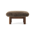 Audo Copenhagen Brasilia Ottoman in Dark Stained Oak with Sheepskin Root, packshot on white