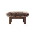 Audo Copenhagen Brasilia Ottoman in Dark Stained Oak and Sheepskin Sahara, packshot on white