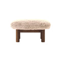Audo Copenhagen Brasilia Ottoman in Dark Stained Oak and Sheepskin Natural, packshot on white