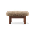 Audo Copenhagen Brasilia Ottoman in Walnut with Sheepskin Sahara, packshot on white