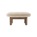 Audo Copenhagen Brasilia Ottoman in Walnut and Sheepskin Natural, packshot on white