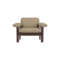 Audo Copenhagen Brasilia Lounge Chair, Low Back in Walnut with Audo Bouclé 02, packshot on white