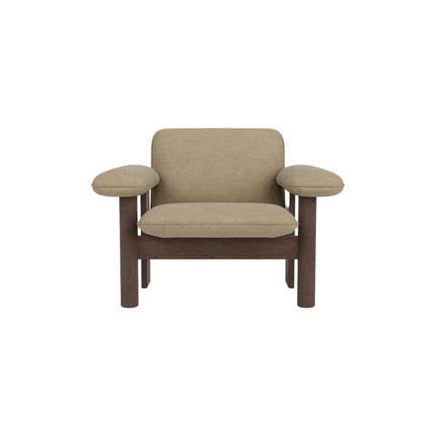Audo Copenhagen Brasilia Lounge Chair, Low Back in Walnut with Audo Bouclé 02, packshot on white