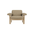 Audo Copenhagen Brasilia Lounge Chair, Low Back in Natural Oak with Audo Bouclé 02, packshot on white