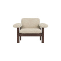 Audo Copenhagen Brasilia Lounge Chair, Low Back in Dark Stained Oak with Sheepskin Natural, packshot on white