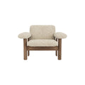 Audo Copenhagen Brasilia Lounge Chair, Low Back in Walnut with Sheepskin Natural, packshot on white