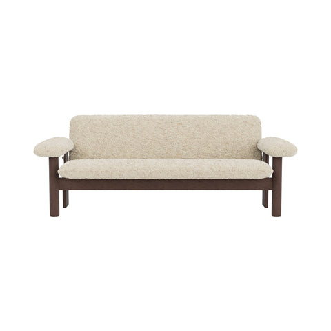 Audo Copenhagen Brasilia Sofa in Dark Stained Oak with Sheepskin Natural, packshot on white
