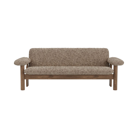 Audo Copenhagen Brasilia Sofa in Walnut with Sheepskin Sahara, packshot on white