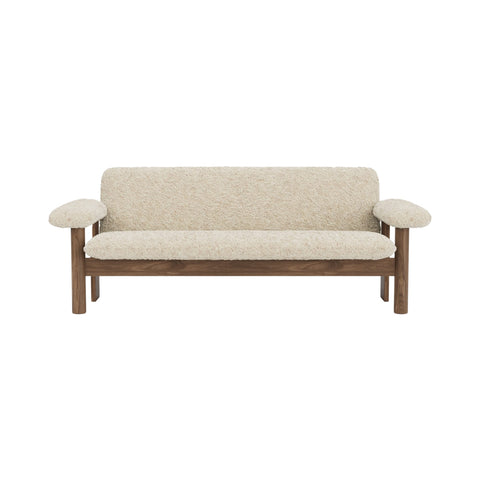 Audo Copenhagen Brasilia Sofa in Walnut with Sheepskin Natural, packshot on white