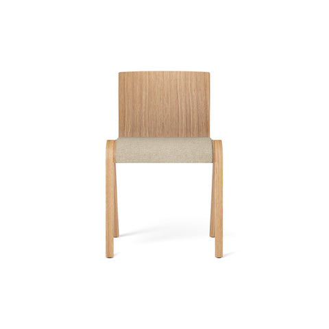 Audo Copenhagen Ready Dining Chair, Partially Upholstered in Natural Oak with Audo Bouclé 02, packshot on white
