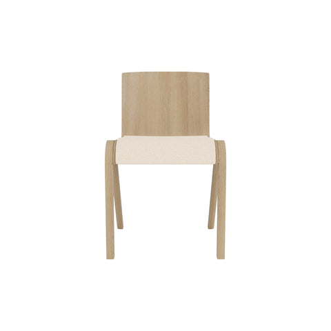 Audo Copenhagen Ready Dining Chair, Partially Upholstered in Natural Oak with Logan Jasmine, packshot on white