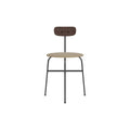 Audo Copenhagen Afteroom Dining Chair, Upholstered Seat in Dark Stained Oak with Audo Bouclé 02, packshot on white