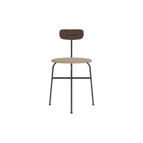 Audo Copenhagen Afteroom Dining Chair, Upholstered Seat in Dark Stained Oak with Audo Bouclé 02, packshot on white