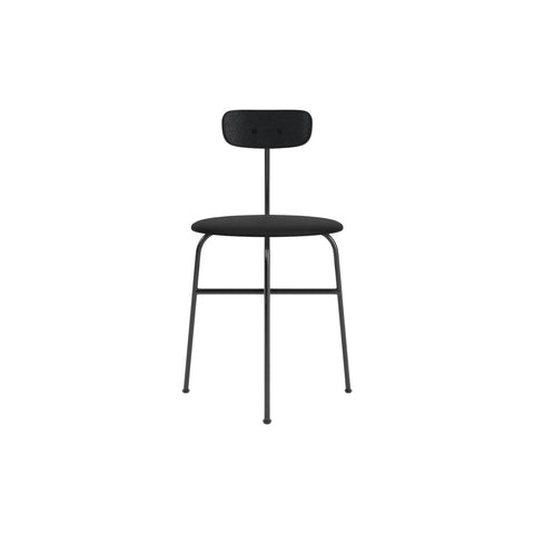 Audo Copenhagen Afteroom Dining Chair, Upholstered Seat in Black Painted Ash with Sierra 1001, packshot on white