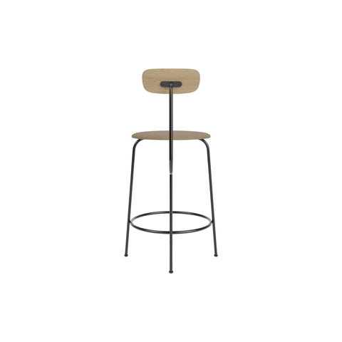 Audo Copenhagen Afteroom Bar & Counter Chair, Upholstered Seat Counter in Black Painted Ash with Sierra 1001, packshot on white