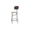 Audo Copenhagen Afteroom Plus Bar & Counter Chair, Upholstered Seat Counter in Dark Stained Oak with Audo Bouclé 02, packshot on white