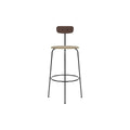 Audo Copenhagen Afteroom Bar & Counter Chair, Upholstered Seat Bar in Dark Stained Oak with Audo Bouclé 02, packshot on white