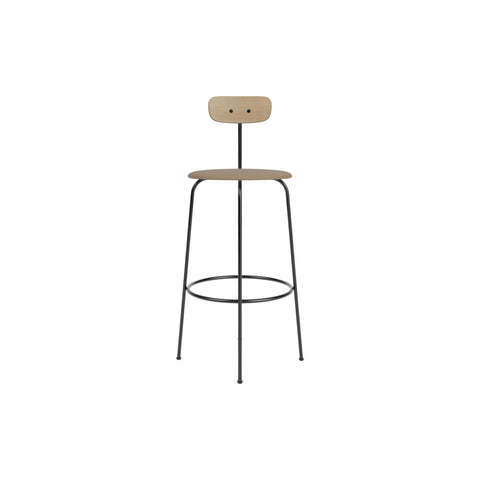 Audo Copenhagen Afteroom Bar & Counter Chair, Upholstered Seat Bar in Natural Oak with Sierra 1611, packshot on white