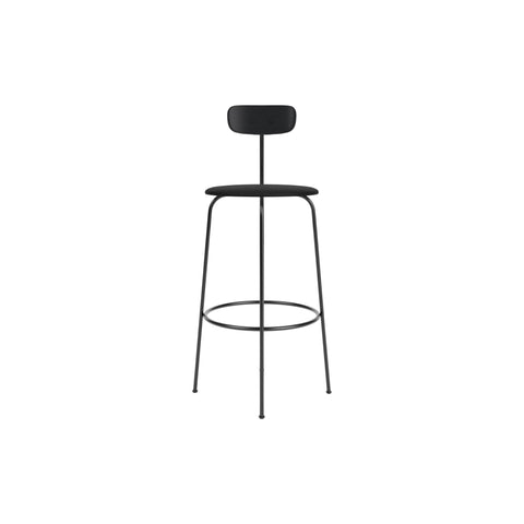 Audo Copenhagen Afteroom Bar & Counter Chair, Upholstered Seat Bar in Black Painted Ash with Sierra 1001, packshot on white