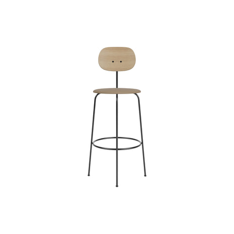 Audo Copenhagen Afteroom Plus Bar & Counter Chair, Upholstered Seat Bar in Natural Oak with Sierra 1611, packshot on white
