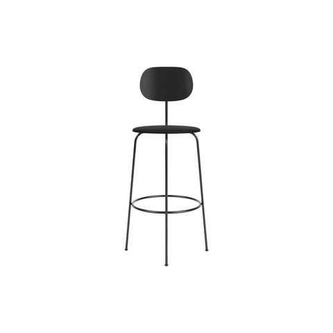 Audo Copenhagen Afteroom Plus Bar & Counter Chair, Upholstered Seat Bar in Black Painted Ash with Sierra 1001, packshot on white