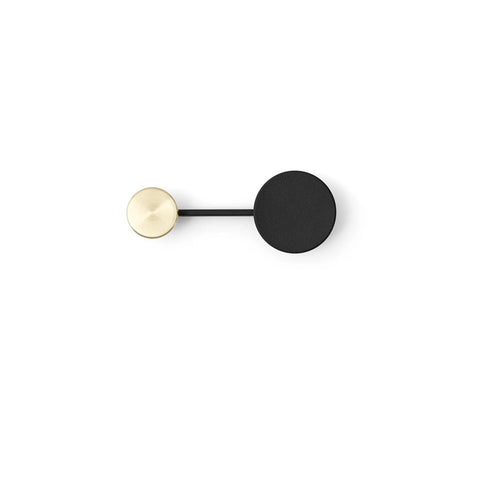 Audo Copenhagen Afteroom Coat Hanger, Small in Black and Brass, packshot on white