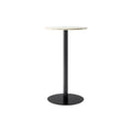 Audo Copenhagen Harbour Column Table, Round, Counter Height 24", Round Base in Off White Marble, packshot on white