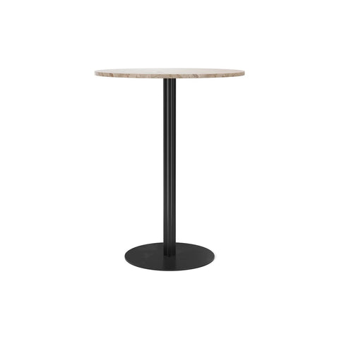 Audo Copenhagen Harbour Column Table, Round, Bar Height 32", Round Base in Sand Stone, packshot on white