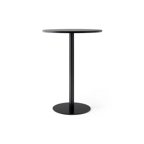 Audo Copenhagen Harbour Column Table, Round, Bar Height 32", Round Base in Charcoal Linoleum, packshot on white