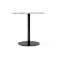 Audo Copenhagen Harbour Column Table, Rectangular Dining Height in Round Base and Off White Marble, packshot on white