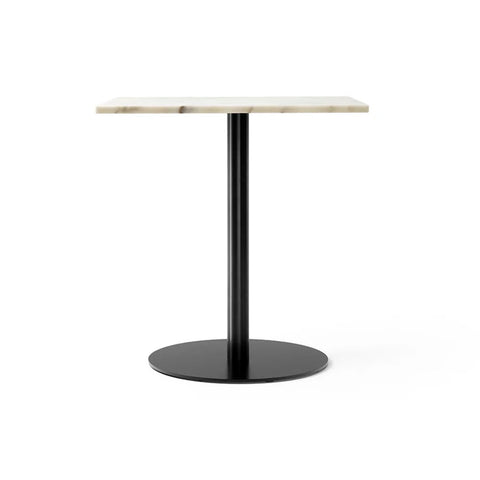 Audo Copenhagen Harbour Column Table, Rectangular Dining Height in Round Base and Off White Marble, packshot on white