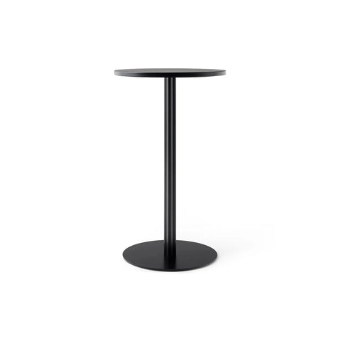 Audo Copenhagen Harbour Column Table, Rectangular Counter Height in Round Base and Black Stained Oak Veneer, packshot on white
