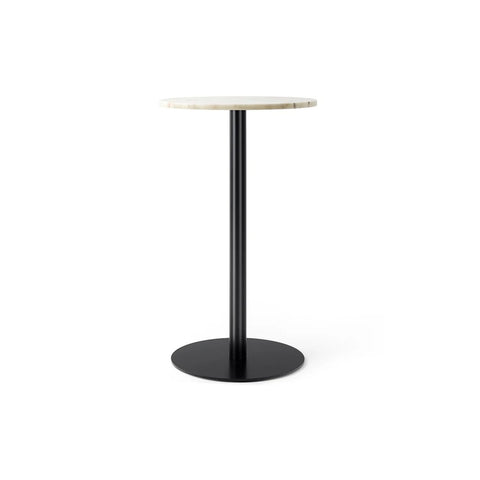 Audo Copenhagen Harbour Column Table, Rectangular Counter Height in Round Base and Off White Marble, packshot on white
