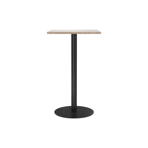 Audo Copenhagen Harbour Column Table, Rectangular Bar Height in Round Base and Sand Stone, packshot on white