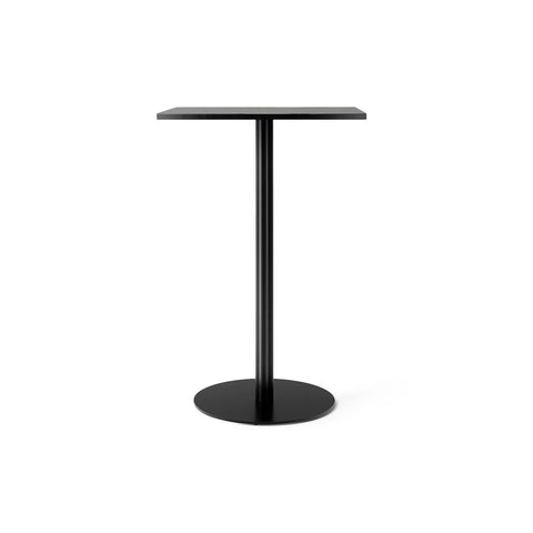 Audo Copenhagen Harbour Column Table, Rectangular Bar Height in Round Base and Charcoal Linoleum, packshot on white
