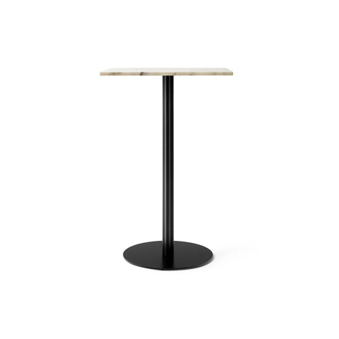 Audo Copenhagen Harbour Column Table, Rectangular Bar Height in Round Base and Off White Marble, packshot on white