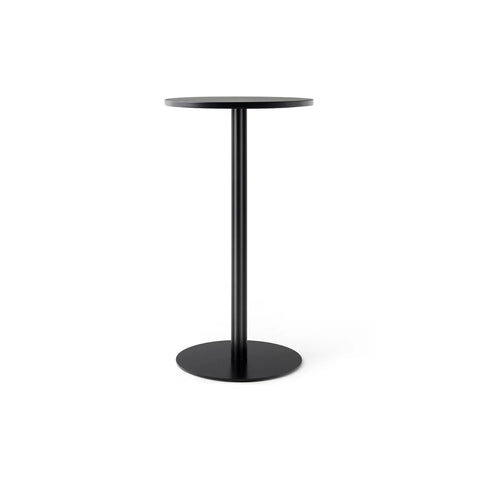 Audo Copenhagen Harbour Column Table, Round, Bar Height 24", Round Base in Black Stained Oak Veneer, packshot on white