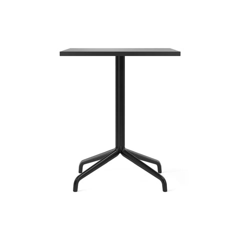 Audo Copenhagen Harbour Column Table, Rectangular Dining Height in Star Base and Black Stained Oak Veneer, packshot on white