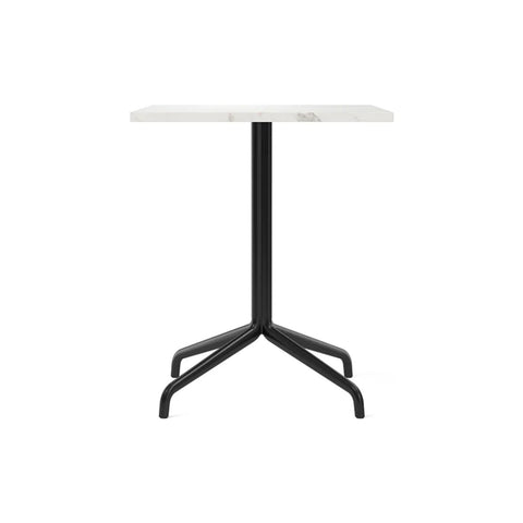 Audo Copenhagen Harbour Column Table, Rectangular Dining Height in Star Base and Off White Marble, packshot on white