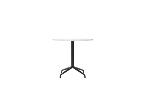 harbour column dining table with white marble top designed by norm architects for audo copenhagen