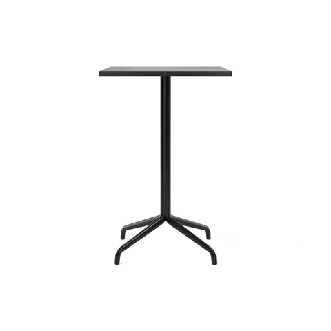 Audo Copenhagen Harbour Column Table, Rectangular Counter Height in Star Base and Black Stained Oak Veneer, packshot on white