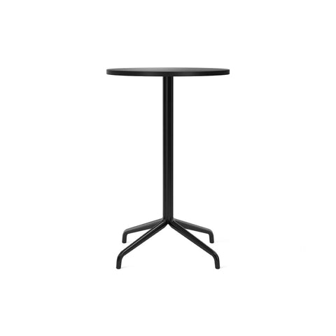 Audo Copenhagen Harbour Column Table, Round, Counter Height 24", Star Base in Charcoal Linoleum, packshot on white