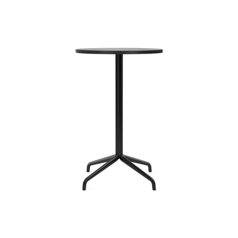 Audo Copenhagen Harbour Column Table, Round, Counter Height 24", Star Base in Black Stained Oak Veneer, packshot on white