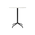 Audo Copenhagen Harbour Column Table, Round, Counter Height 32", Star Base in Off White Marble, packshot on white
