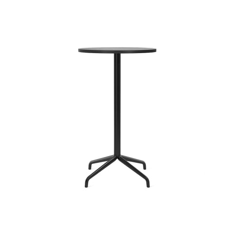Audo Copenhagen Harbour Column Table, Round, Bar Height 24", Star Base in Black Stained Oak Veneer, packshot on white