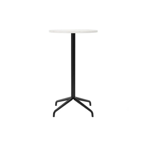 Audo Copenhagen Harbour Column Table, Round, Bar Height 24", Star Base in Off White Marble, packshot on white
