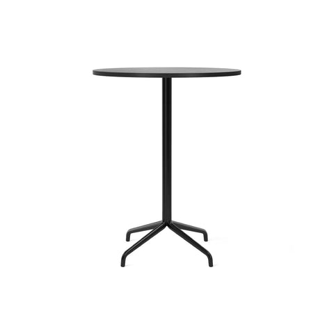 Audo Copenhagen Harbour Column Table, Round, Bar Height 32", Star Base in Black Stained Oak Veneer, packshot on white