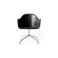 Audo Copenhagen Harbour Arm Chair, Dining Height, Upholstered in Polished Aluminum Star Base with Swivel with Aida 1618, packshot on white